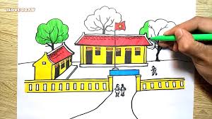 Trên bức tường bên phải, ảnh bác hồ được lồng kính treo cao. Váº½ Tranh Ngoi TrÆ°á»ng Cá»§a Em Váº½ Ngoi TrÆ°á»ng How To Draw My School And Coloring For Children Youtube