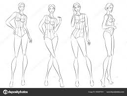 Moda Figura Dez Cabecas Modelo Design Croquis Vestindo Corpete Imagem Vetorial De C Manugmz 564067010