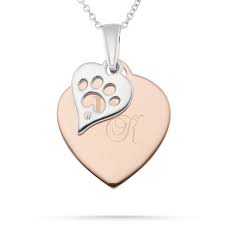 Rose Gold And Sterling Silver Paw Print Necklace Paw Print Necklace Paw Print Charm Necklace
