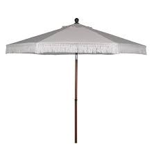 Better Homes Gardens Ventura White 7 5 Fringe Push Up Tilt Patio Umbrella With Faux Wood Pole Walmart Com Patio Umbrella Patio Better Homes Gardens