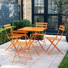 Parc Orange Metal Folding Garden Table And 4 Chairs Buy Now At Habitat Uk Plastic Garden Furniture Diy Garden Furniture Garden Furniture
