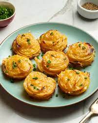 Crispy Cheesy Potato Stacks Are The Ultimate Easy Side Dish Recipe In 2021 Potato Stacks Cheesy Potatoes Cooking
