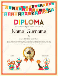 As long as the template is understandably noted that the person who receives it has achieved the highest score on the course, it will be perfect substitute for you. Preschool Elementary School Kids Diploma Certificate Template Royalty Free Cliparts Vectors And Stock Illustration Image 41500314