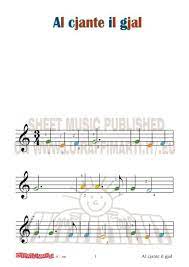 Al Cjante Il Gjal Spartito Principianti Pianoforte Pianoforte Musica Elementare Canzone