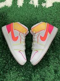 Air Jordan 1 Mid Gs Edge Glow White Pink Size 6 5y Women S Size 8 New Cv4611 100 In 2020 Air Jordans Nike Shoes Air Force Jordan 1 Mid