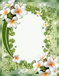 Floral Green White Flowers Flower Frame Flower Border Frame Border Design