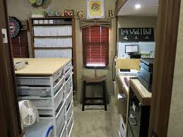 Studio Office Rv Bunkhouse Bunks Removed And Whole Room Converted Into A Crafting Studio And Office Bunk House Craft Room Craft Shed