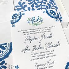 The wedding invitation wording samples will let you know what goes into the cards to make them expressive and convey the right emotions. Mexican Tile Letterpress Wedding Invitations Mospens Studio