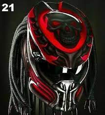 Geourgeous Predator Helmet Skull Motive Red Color Dot Ece Certified Custom Predator