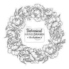 Gratis malvorlage blumenkranz 3 in beliebt09 diverse malvorlagen zum ausdrucken . Pfingstrose Botanische Zeichnung Vektor Hand Gezeichnet Gravierte Fototapete Fototapeten Flora Grafik Dekor Myloview De