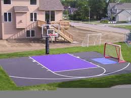 Basketball And Football Court In A Backyard Basketball Court Backyard Backyard Basketball Backyard Sports