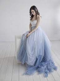 Nora Ombre Wedding Dress Lace And Tulle Wedding Dress Custom Ombre Dyed Bridal Gown Dusty Blue Bridal Gown Open Back Wedding Gown Dye Wedding Dress Ombre