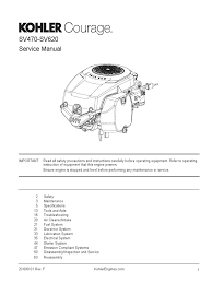 Engine kohler courage sh265 owner's manual. Kohler Sv470 Sv620 Sv480 Service Manual Pdf Gasoline Horsepower