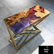 Console Table Table Epoxy Homemade Purple Epoxy Wild Olive Acrylic Varnish Decor Home By Tablesking On Etsy In 2020 Epoxy Resin Wood Wood Table Design Decor