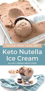 Creamy And Delicious Keto Ice Cream Made With Sugar Free Nutella And Delicious Low Carb Brownie Chunks Sugar Free Nutella Low Carb Ice Cream Nutella Ice Cream
