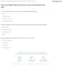 Simply download and print out the free printable twas the night before christmas poem. Twas The Night Before Christmas Quiz Worksheet For Kids Study Com