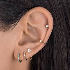 Diamond Turquoise Beaded Huggie 14k In 2020 Earings Piercings Square Earrings Studs Ear Jewelry