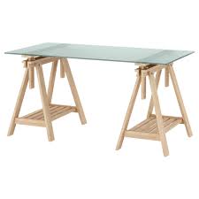 Ikea Glasholm Finnvard Table Glass Honeycomb Pattern Birch This Desk Is Made Of Durable Tempered Glass With A Timeless Glass Table Table Modular Table
