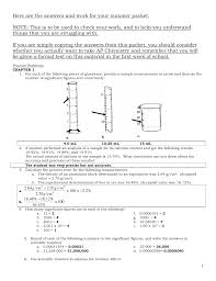 Ap Chemistry Summer Packet Answers