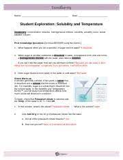 Specific heat capacity can be described as a substance's resistance to temperature changes. M9l2m1 Danfollett Doc Name Date Student Exploration Solubility And Temperature Ncvps Chemistry Fall 2014 Vocabulary Concentration Dissolve Homogeneous Course Hero