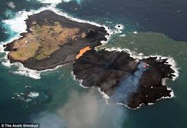 Cartoon Island Drawing Birds Eye View Magma And Lava From Volcanic Eruption Merge With Existing Island Island Bonin Islands Nature Water