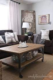 Brown Couches And Industrial Vintage Style Wall Color Owl Grey By Benjamin Moore Living Room Makeover Brown Living Room Room Makeover