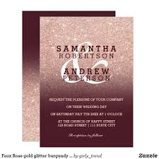 Faux Rose Gold Glitter Burgundy Ombre Wedding Invitation Zazzle Com Gold And Burgundy Wedding Ombre Wedding Invitations Burgundy Wedding Invitations