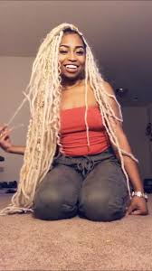 Black And Platinum Blonde Faux Locs Pin On Hair