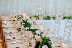 Greenery Wedding Reception Decor Idea Long Rectangles Tables With Greenery Rectangle Table Centerpieces Unique Wedding Decor Wedding Reception Decorations