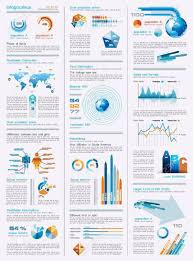 infographics page with a lot of design elements like chart globe