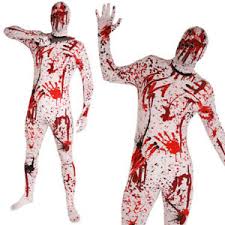 Mens Bloody Skin Suit Overkill Blood Stained Halloween Fancy Dress Costume Ebay