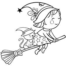 coloriage sorciere sur son balai halloween a imprimer witch coloring pages pictures de lama
