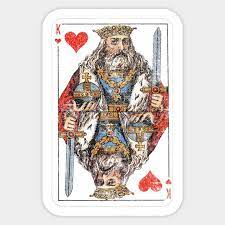 The card castle where the king resides also includes a lot of playing. Vintage King Of Hearts Playing Card King Of Hearts Sticker Teepublic Au