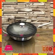 Buy Pyrex France Stainless Steel Wok Stir Fry Pan With Glass Lid 32 Cm At Best Price In Pakistan Stir Fry Pan Wok Stir Fry
