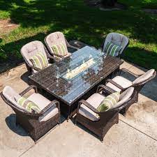 The fire pit table has a simple finish that is attractive to match any outdoor living space decor. Bayou Breeze Lawson Rectangular 6 Person 70 86 Long Dining Set With Cushions Reviews Wayfair