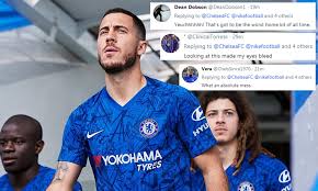 On the latest transfer talk podcast, dharmesh sheth and tom williams discuss how chelsea could land borussia dortmund striker erling haaland and if he would be the right fit. Chelsea Reveal New Home Shirt For 2019 20 With Eden Hazard At Centre Of Kit Reveal Daily Mail Online