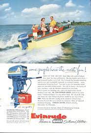 1955 Evinrude Boat Ad Yellow Motorboat Family Lake Outboard Etsy Boat Vintage Boats Outboard