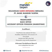 Semoga bermanfaat dan berguna untuk teman teman sekalian. Cakap Interview Lowongan Kerja Pt Bank Mandiri Taspen Frontliner Back Office Account Officer Pension Marketing Cara Pendaftaran Baca Di Www Cakapinterview Com Atau Klik Link Di Bio Loker2019 Lowongankerja2019 Lowongankerjajuni2019