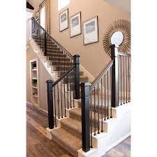 House Of Forgings Craftsman 3 5 In X 56 In Red Oak Unfinished Red Oak Wood Stair Newel Post Lowes Com Staircase Railing Design Stair Railing Makeover Stair Railing Design