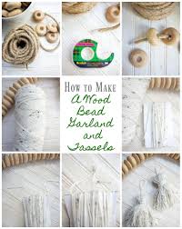 How To Make A Wood Bead Garland With Tassels 2 Bees In A Pod Wood Bead Garland Wood Beads Diy Wooden Bead Garland