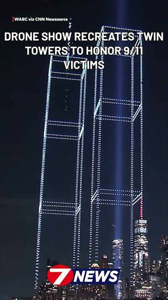 JUST IN: Drone show recreates Twin Towers to honor 9/11 victims 📰: https://www.wwnytv.com/2026/09/10/drone-show-recreates-twin-towers-honor-911-victims/ | 7 News