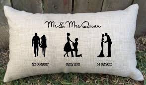 Silhouette Timeline Couples Pillow Perfect For Bridal Shower Cotton Anniversary Gift Wedding Gift Engagement Gift Best Friend Keepsake Wedding Gifts For Friends Friends Bridal Shower Best Wedding Gifts