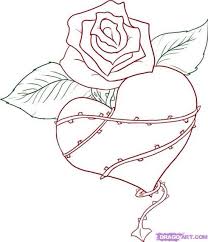 Rose Heart Easy Love Drawings Love Heart Drawing Easy Drawings