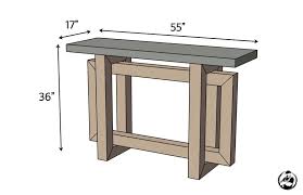 Concrete Top Console Plans In 2020 Diy Console Table Restoration Hardware Table Console Table