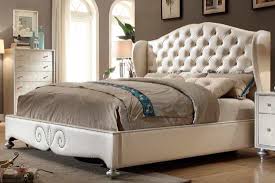 Bedroom Diamond Tufted Pearl Bed Mf Classic On Pearl White Crocodile Skin Leatherette Uphols Upholstered Bedroom Set White Bedroom Set White Bedroom Furniture