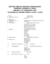 Susunan panitia acara pernikahan doc free photos. Doc Daftar Panitia Acara Pernikahan Putri Kirana Academia Edu