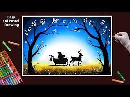 Christmas Day Drawing How To Draw Christmas Drawing With Santa Christmas Day Special Youtube Canvas Drawings Oil Pastel Art Painting Art Lesson