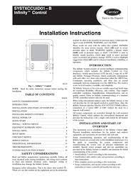 An options screen appears with 8 icons. Carrier Infinity Systxccuid01 B Installation Instructions Manual Manualzz