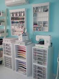 A long table built into the wall for plenty of work space with shelving above it for craft storage. 50 Craft Rooms A Girl And A Glue Gun