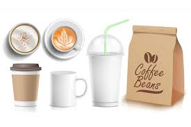 Download Coffee Packaging Template Design Vector White Coffee Mug Ceramic And Paper Plastic Cup Top Side View Blank Foil Packaging Isolated Illustration By Pikepicture Thehungryjpeg Com